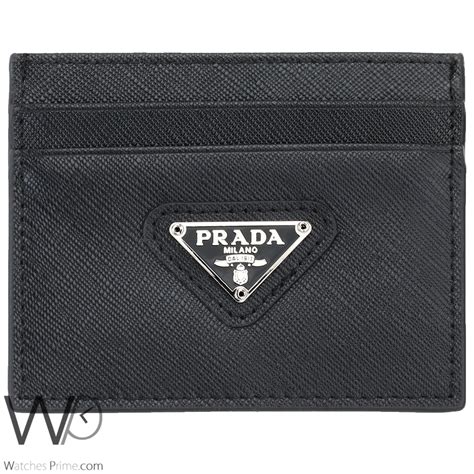 prada card holder black|prada black wallet price.